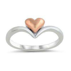Sterling Silver Heart Band Ring